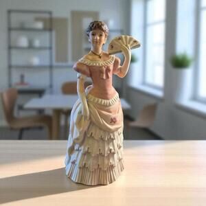Vintage Porcelain Lady Figurine with Fan 8.5” Tall #1421
